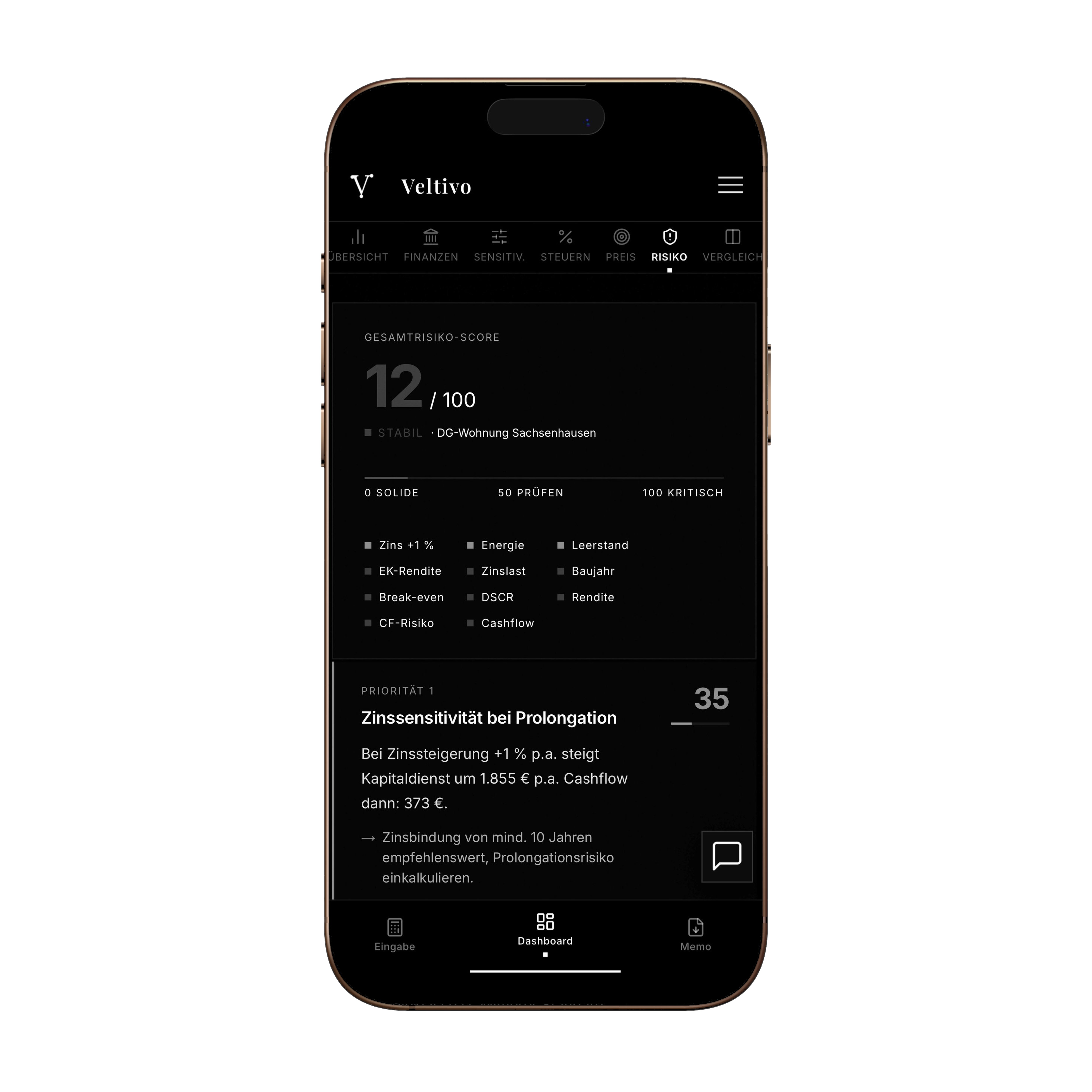 Veltivo App — Mobile Dashboard